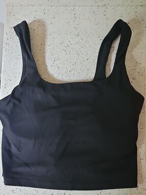 Athleta Transcend Square Neck Crop Bra, Black, Size Large, Like New
